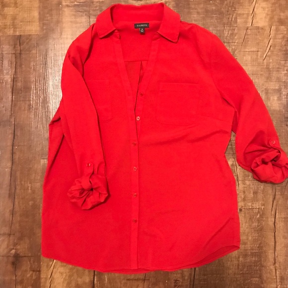 Talbots red long sleeve button-down or tunic - Picture 1 of 7
